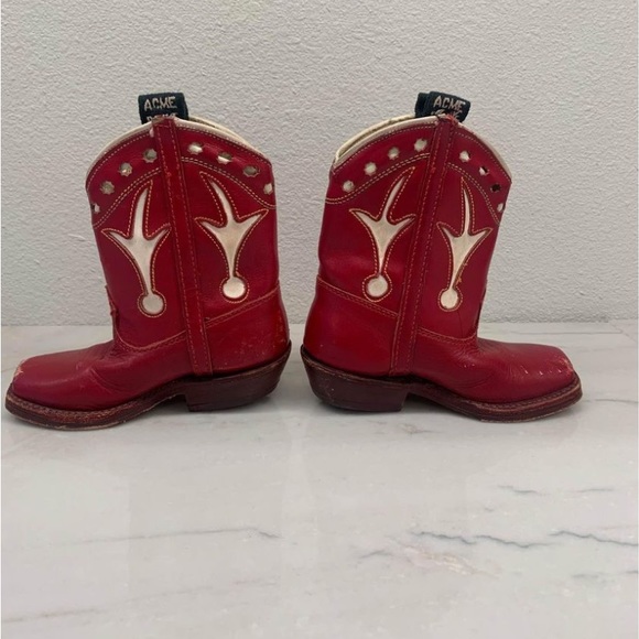 Vintage rare ACME red toddler/ infant cowboy boots - Picture 6 of 8